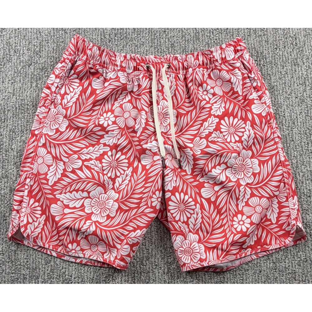 Fair Harbor Swim Trunks Mens Size M Red Floral Recycled Liner Board Shorts